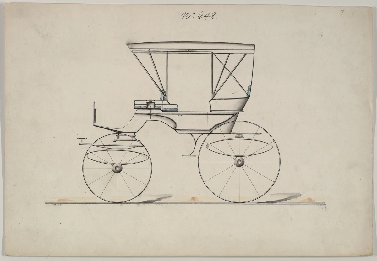 Design for Park Phaeton, no. 648 by Brewster & Co., drawing, 1850-1874