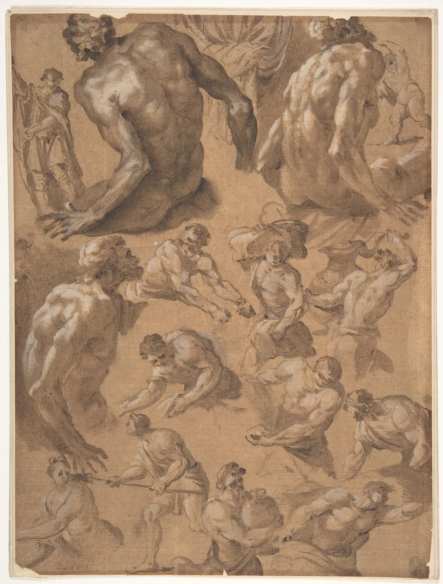 Figure Studies by Eduard DuBois, drawing, 1600-1700
