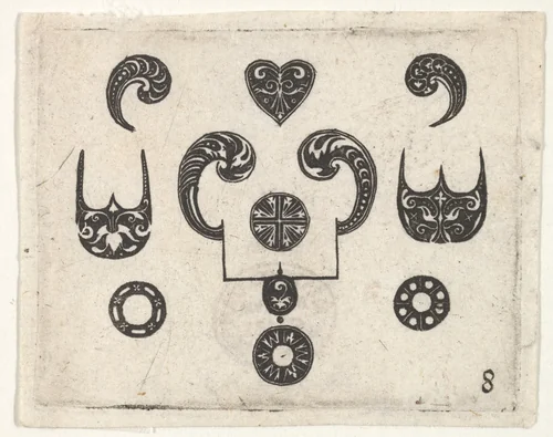 Blackwork Print with Various Motifs by Claes Jansz Visscher, print, 1600-1620