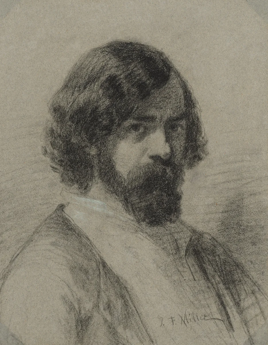 Portrait of Narcisse Virgile Diaz de la Peña by Jean-François Millet, drawing, 1848