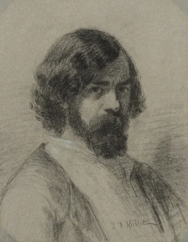 Portrait of Narcisse Virgile Diaz de la Peña by Jean-François Millet, drawing, 1848