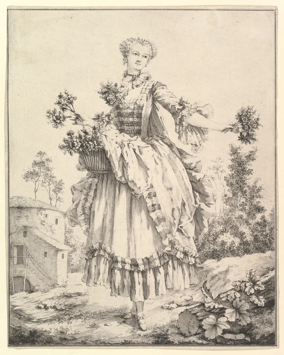 Flower Girl by François Boucher, print, 1730-1770