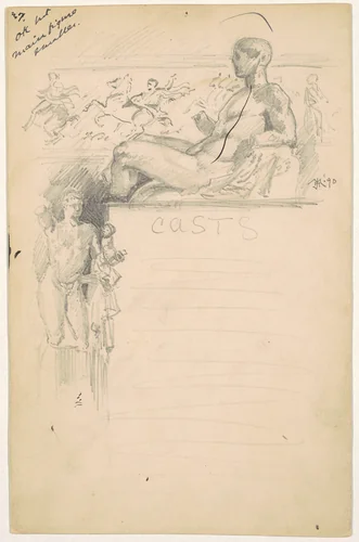 Study for "Casts from Antique Sculpture: The Parthenon" by James Henry Moser, drawing, 1890