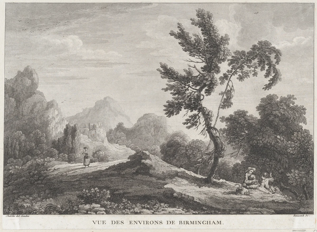 View of Birmingham by Peter Paul Benazech, print, 1750-1760