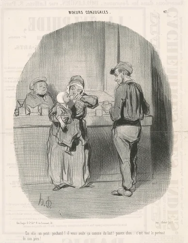 En v'là un petit pochard! by Honoré Daumier, print, 1842