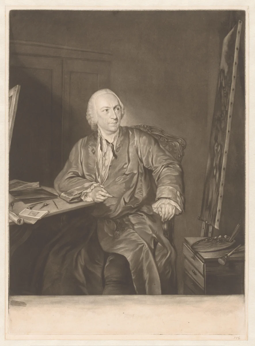 Portret van Jan Punt by James McArdell, print, 1745-1765