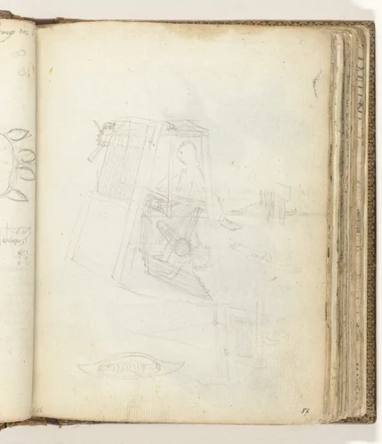 Weefgetouw by Jan Brandes, drawing, 1779-1785