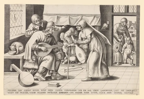 Master John Blockhead or The Lute Maker by Frans Huys, print, 1525-1575
