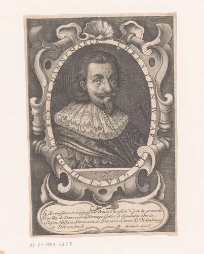 Portret van Christiaan IV van Denemarken by anonymous, print, 1610-1668
