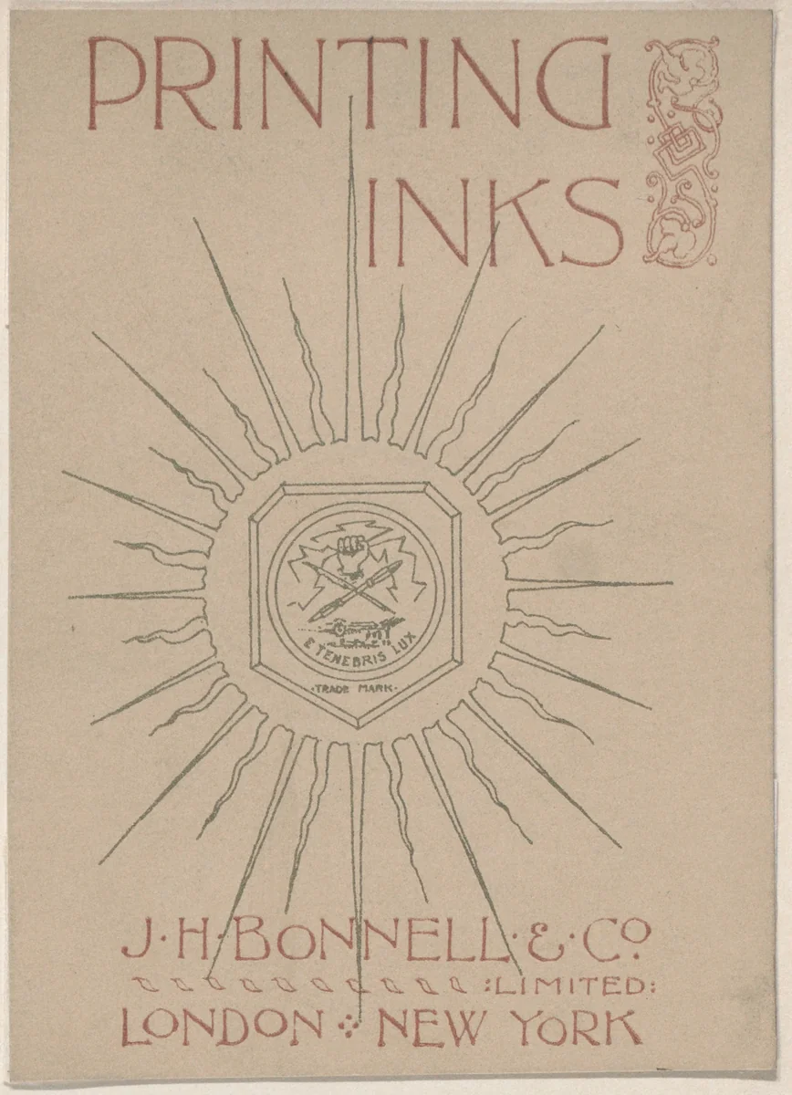 Trade Card for J. H. Bonnell & Co., Print Ink Seller by anonymous, print, 1800-1900