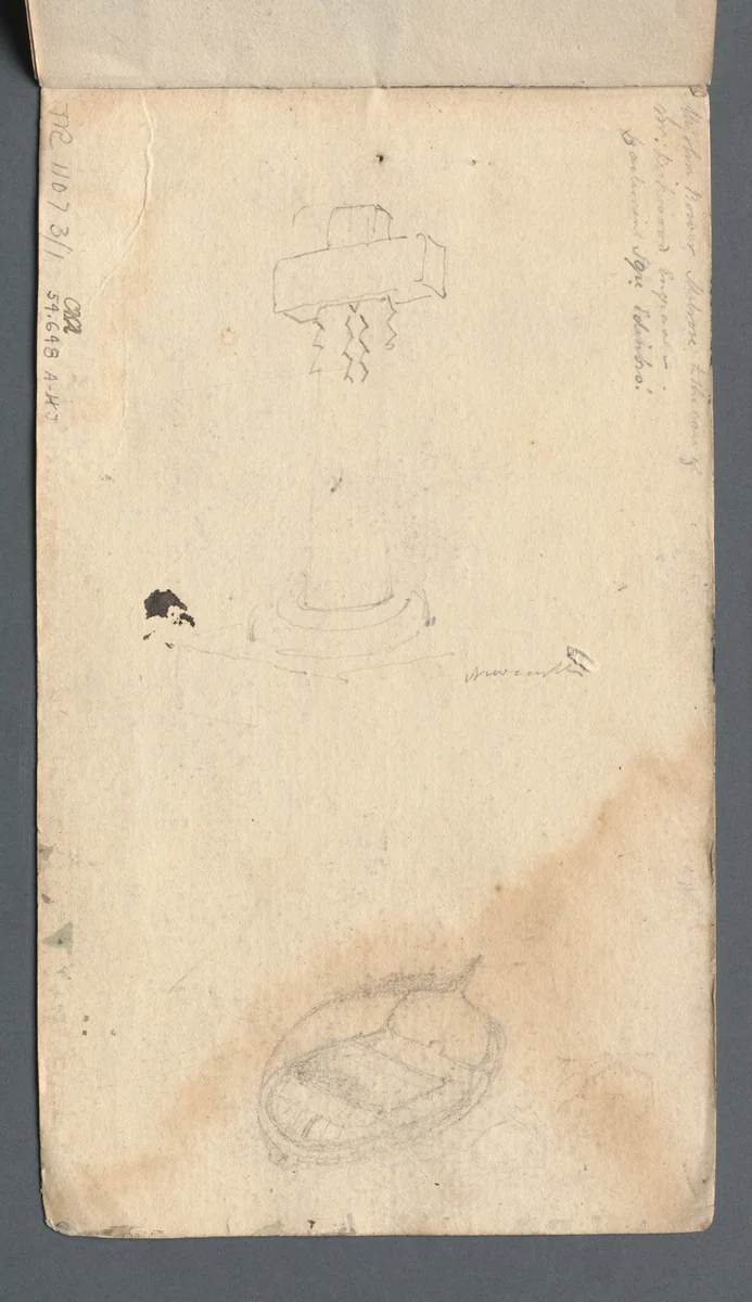 Sketchbook: Study of Cross and Rowboat (on back cover) by Samuel Prout, book, 1814