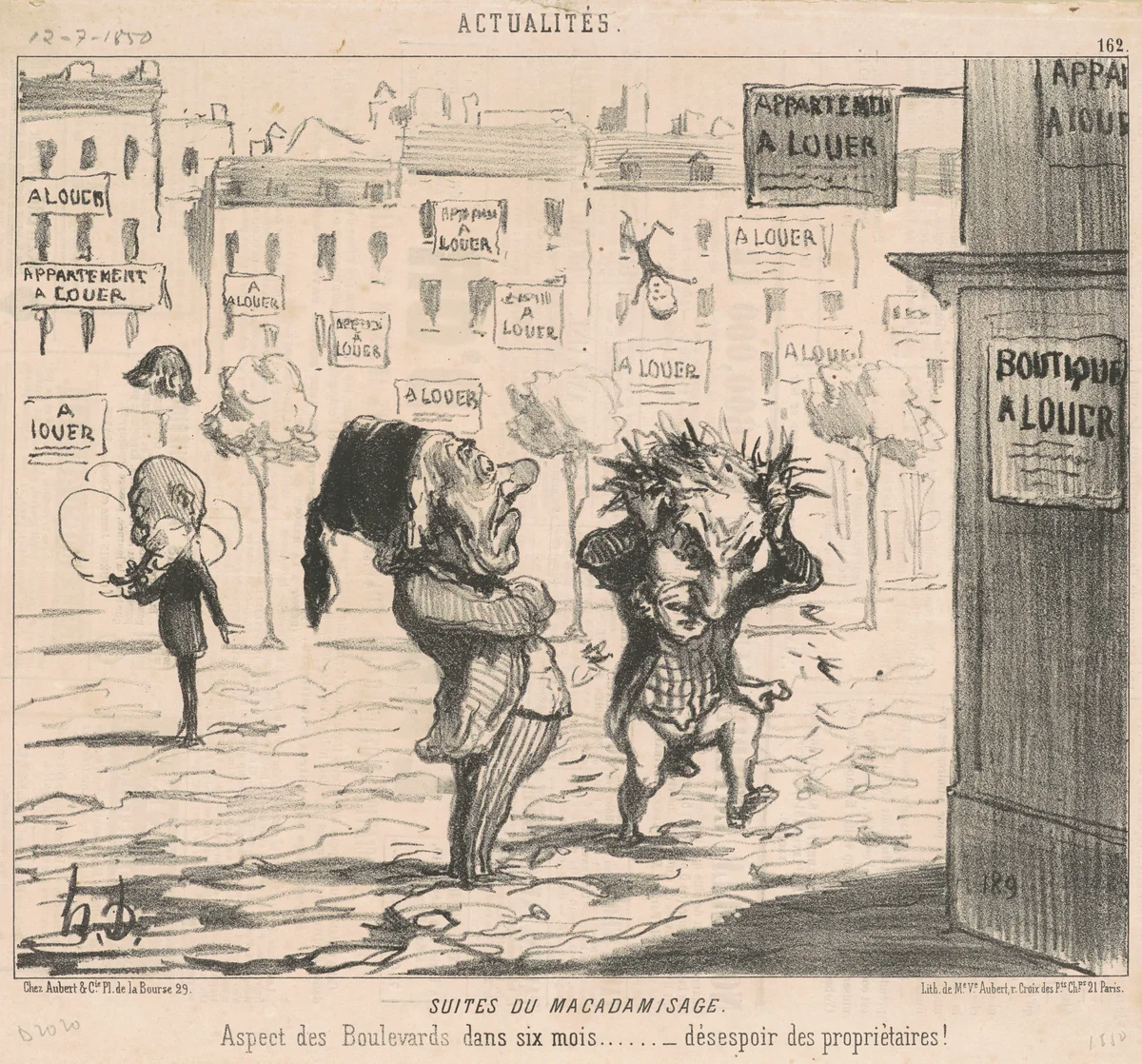 Suites du macadamisage by Honoré Daumier, print, 1850