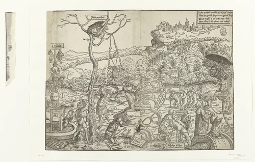 Strijd tussen het Ware Geloof en de valse geestelijkheid by anonymous, print, 1530