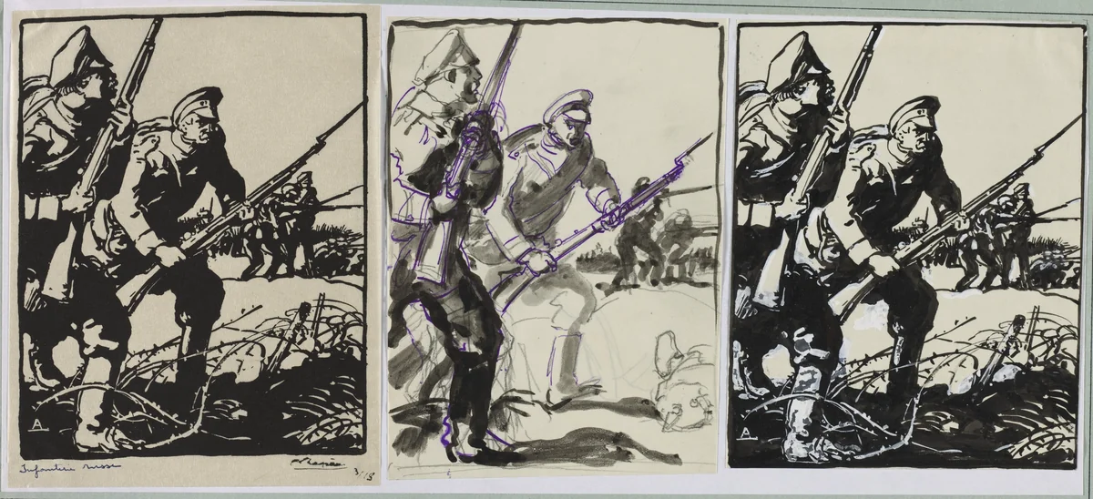 Infanterie russe by Auguste Louis Lepère, drawing, 1914