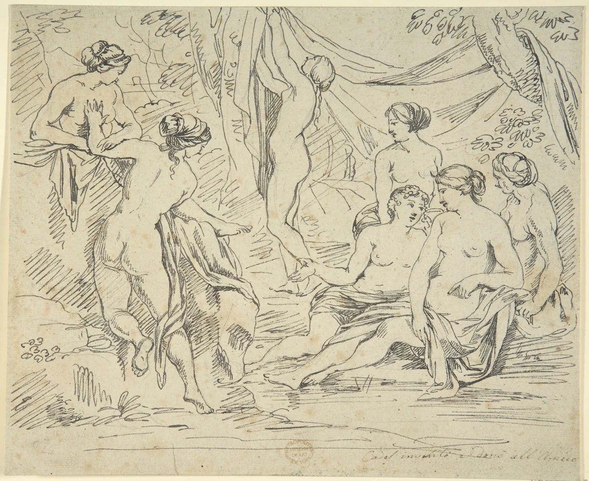 Dianna, her Nymphs, and Callisto by anonymous, drawing, 1800-1900