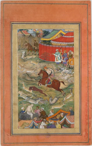 "Hamid Bhakari Punished by Akbar", Folio from a Manuscript of the Akbarnama. Folio from the Davis Album by Abu'l Fazl, manuscript, 1579-1629