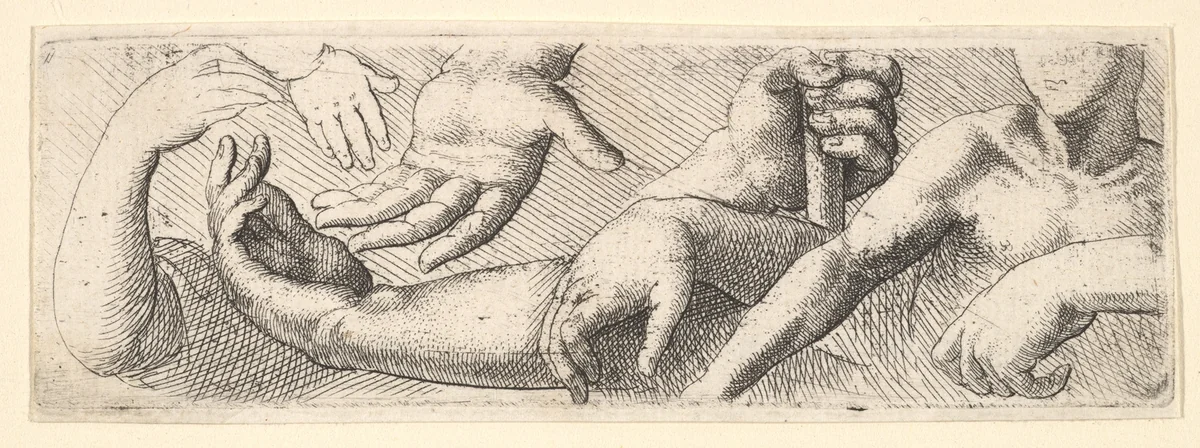 Hands and arms by Wenceslaus Hollar, print, 1644-1652