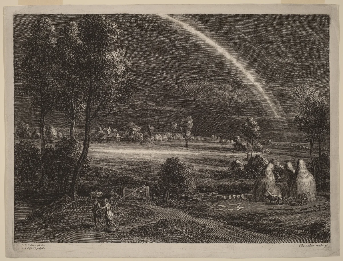 Landscape with a Large Rainbow by Schelte Adams Bolswert, print, 1586-1659