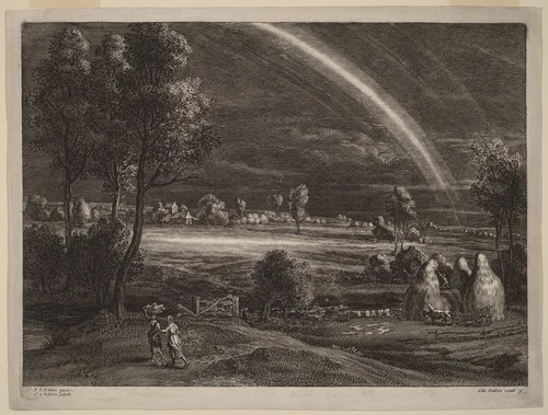 Landscape with a Large Rainbow by Schelte Adams Bolswert, print, 1586-1659
