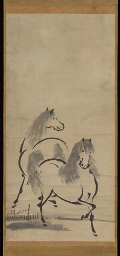 Two Horses by Unkoku Tōetsu, painting, 1667-1699