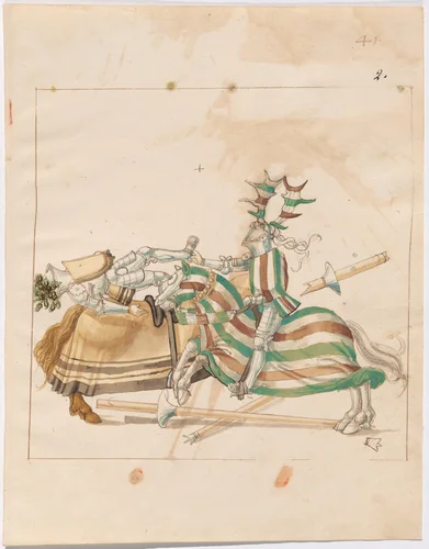 Joust of Peace in Leg Armor by German 16th Century, drawing, 1515