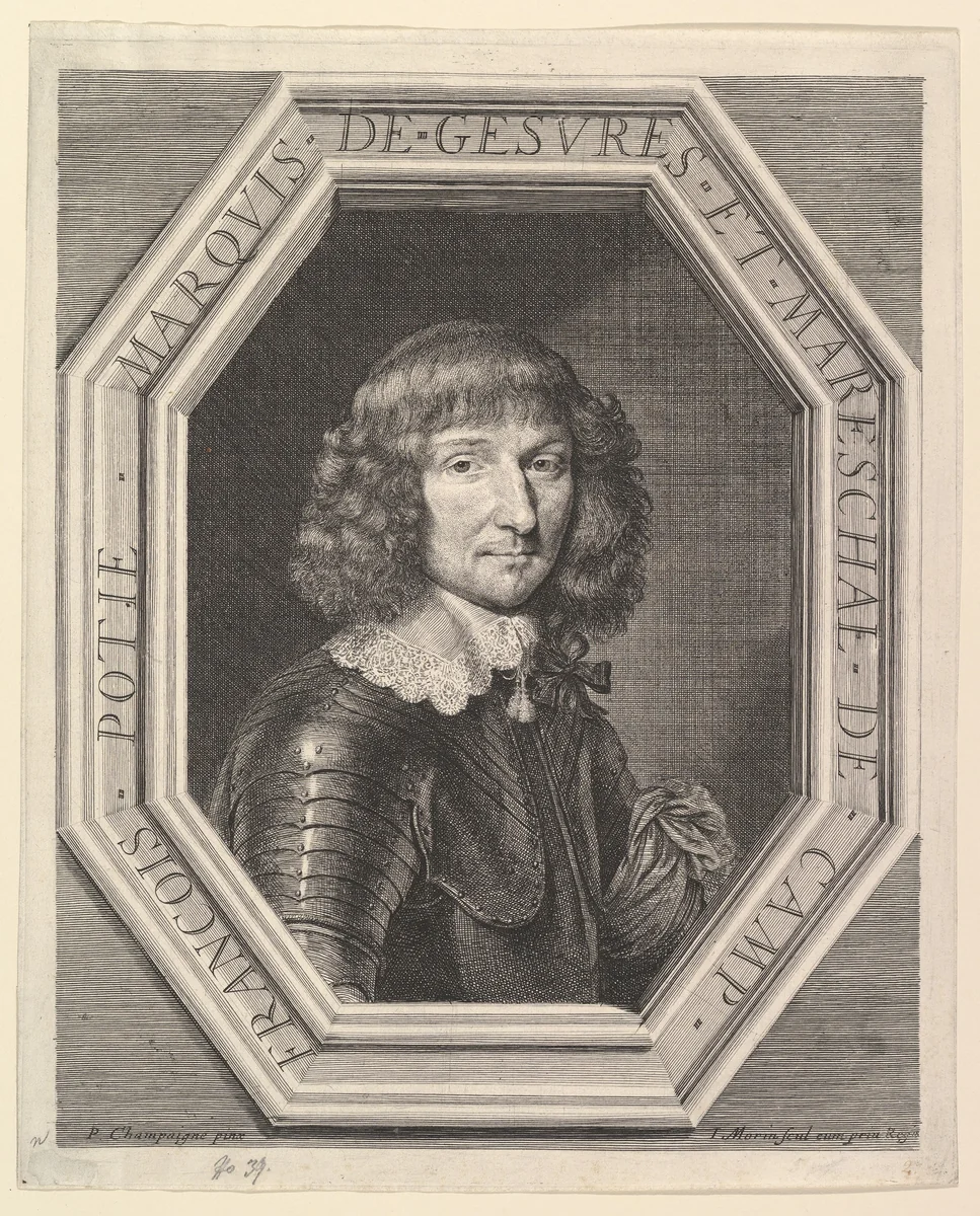 Francois Potier, marquis de Gesvres, marechal de camp by Jean Morin, print, 1605-1650
