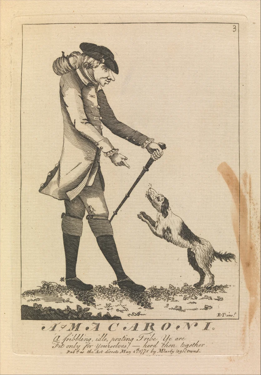 A Macaroni by Edward Topham, print, 1771