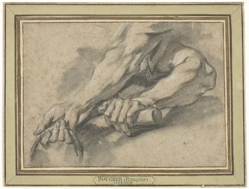 Studies van twee onderarmen by François Boucher, drawing, 1713-1770