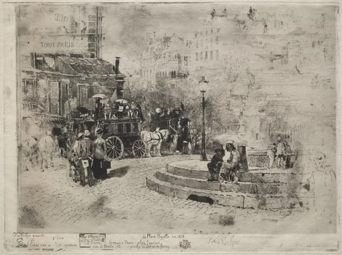 Place Pigalle en 1878 by Félix Hilaire Buhot, print, 1878