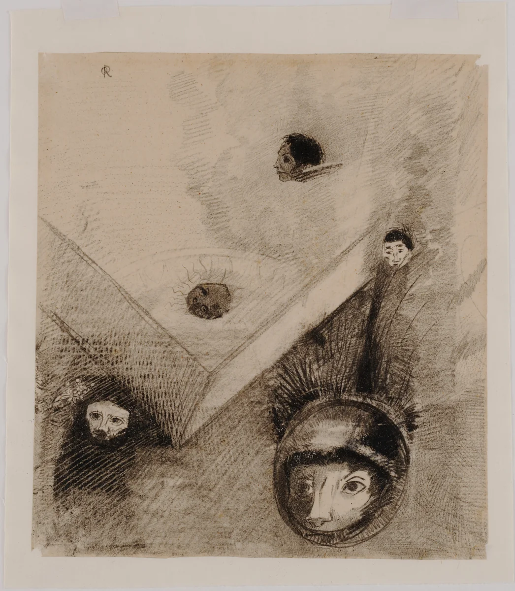 On the Backdrop of Our Nights by Odilon Redon, drawing, 1887