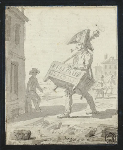 Soldier Carrying a Piece of Furniture by Paul Grégoire, drawing, 1781-1823