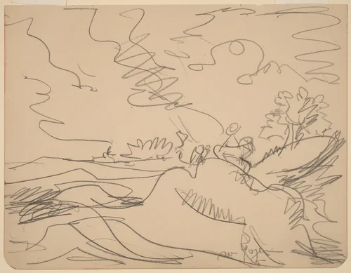 Landscape in the Taunus by Ernst Ludwig Kirchner, drawing, 1916