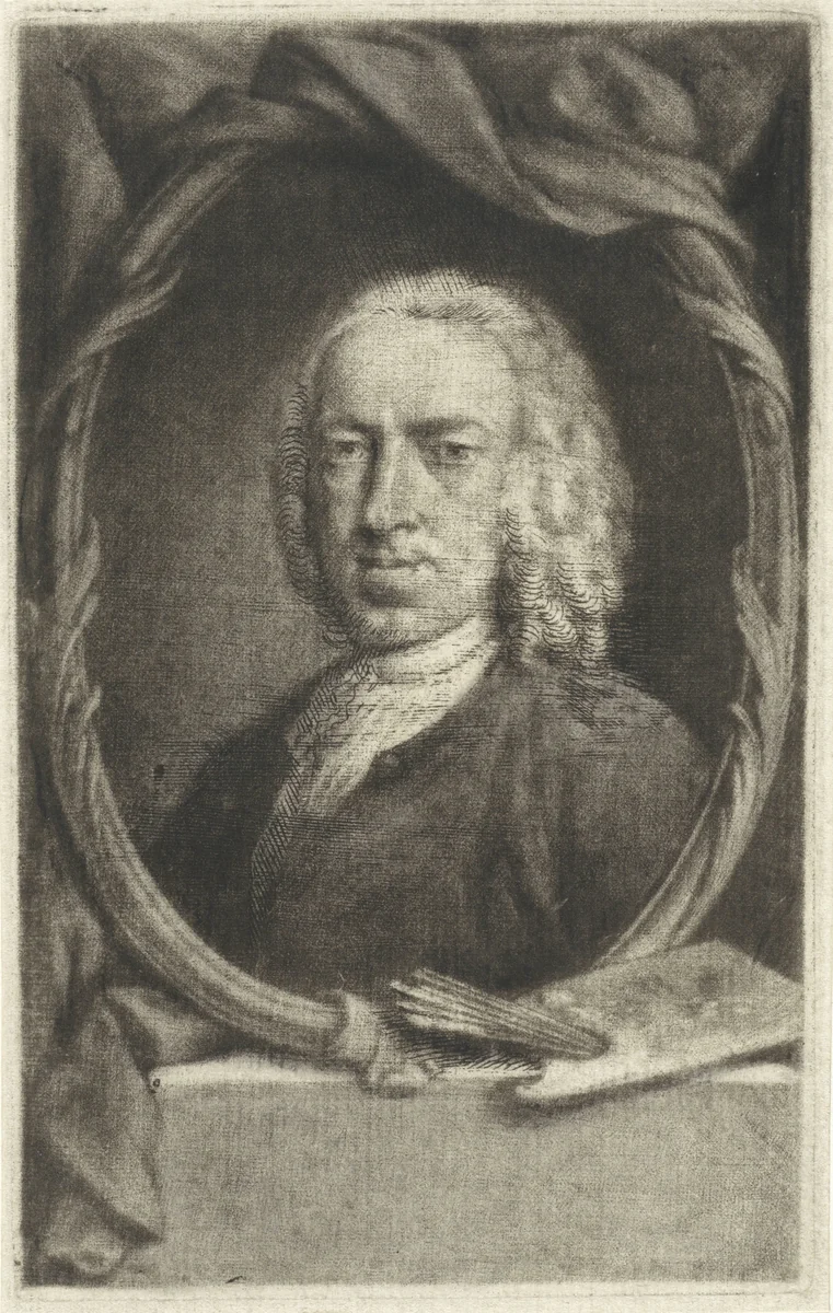 Zelfportret by Aert Schouman, print, 1740-1792