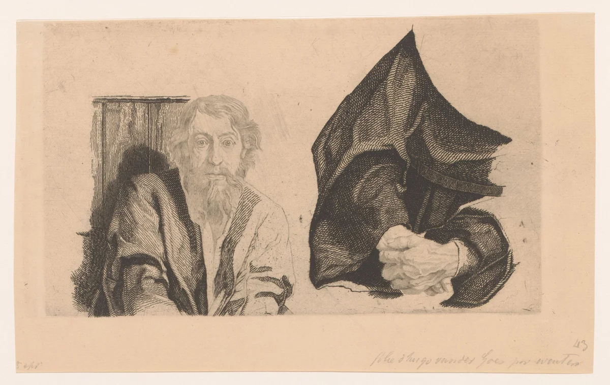 Detail van het schilderij De waanzin van Hugo van der Goes by Auguste Danse, print, 1875