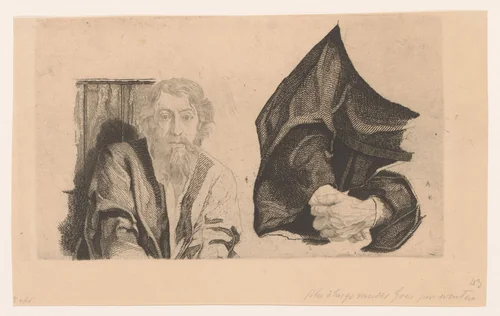 Detail van het schilderij De waanzin van Hugo van der Goes by Auguste Danse, print, 1875