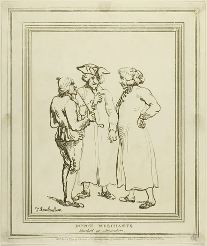 Dutch Merchants Sketched at Amsterdam by Thomas Rowlandson, print, 1796