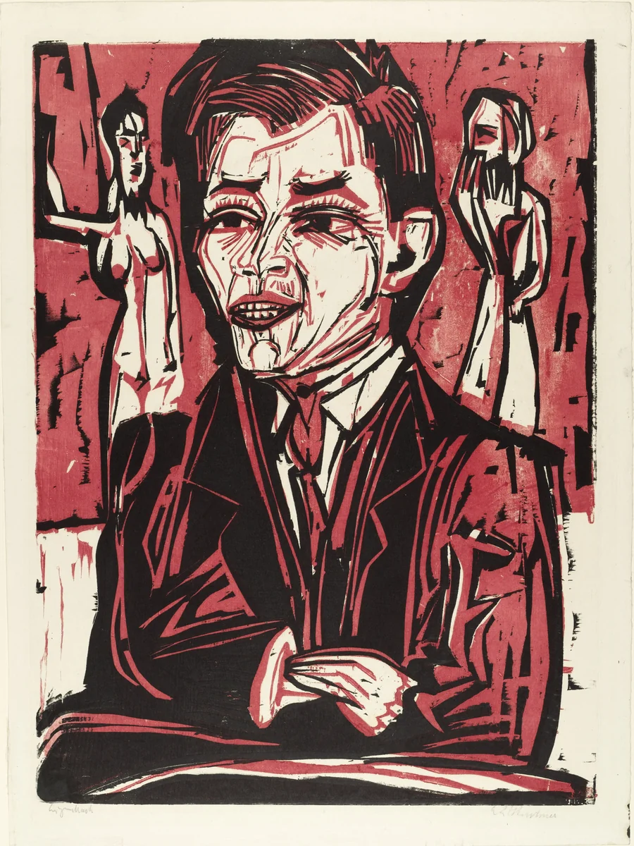 Portrait of Will Grohmann, Large (Brustbild Grohmann, gross) by Ernst Ludwig Kirchner, print, 1924