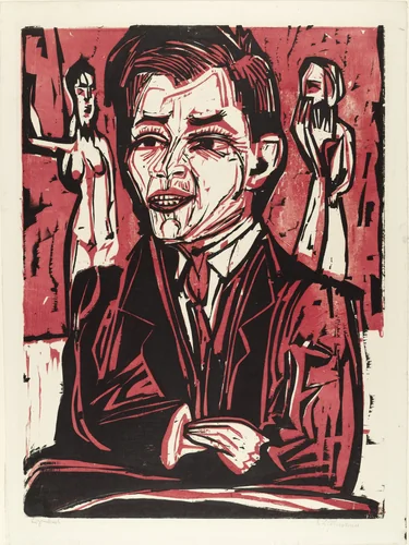 Portrait of Will Grohmann, Large (Brustbild Grohmann, gross) by Ernst Ludwig Kirchner, print, 1924
