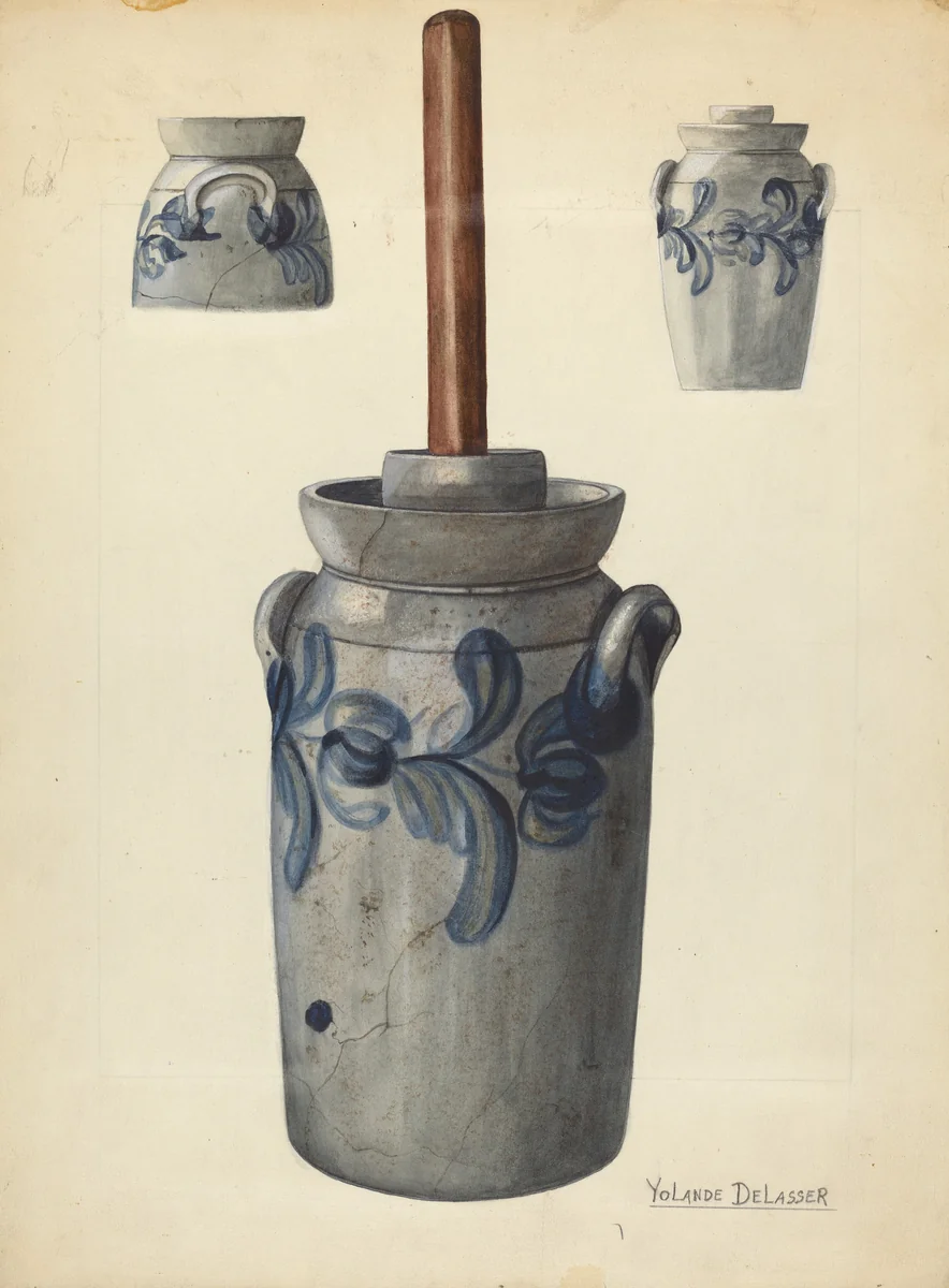 Butter Churn by Yolande Delasser, index of american design, 1936