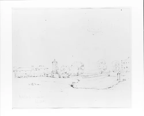 Waterworks in Haslan (from Sketchbook) by John William Casilear, artwork, 1834-1838
