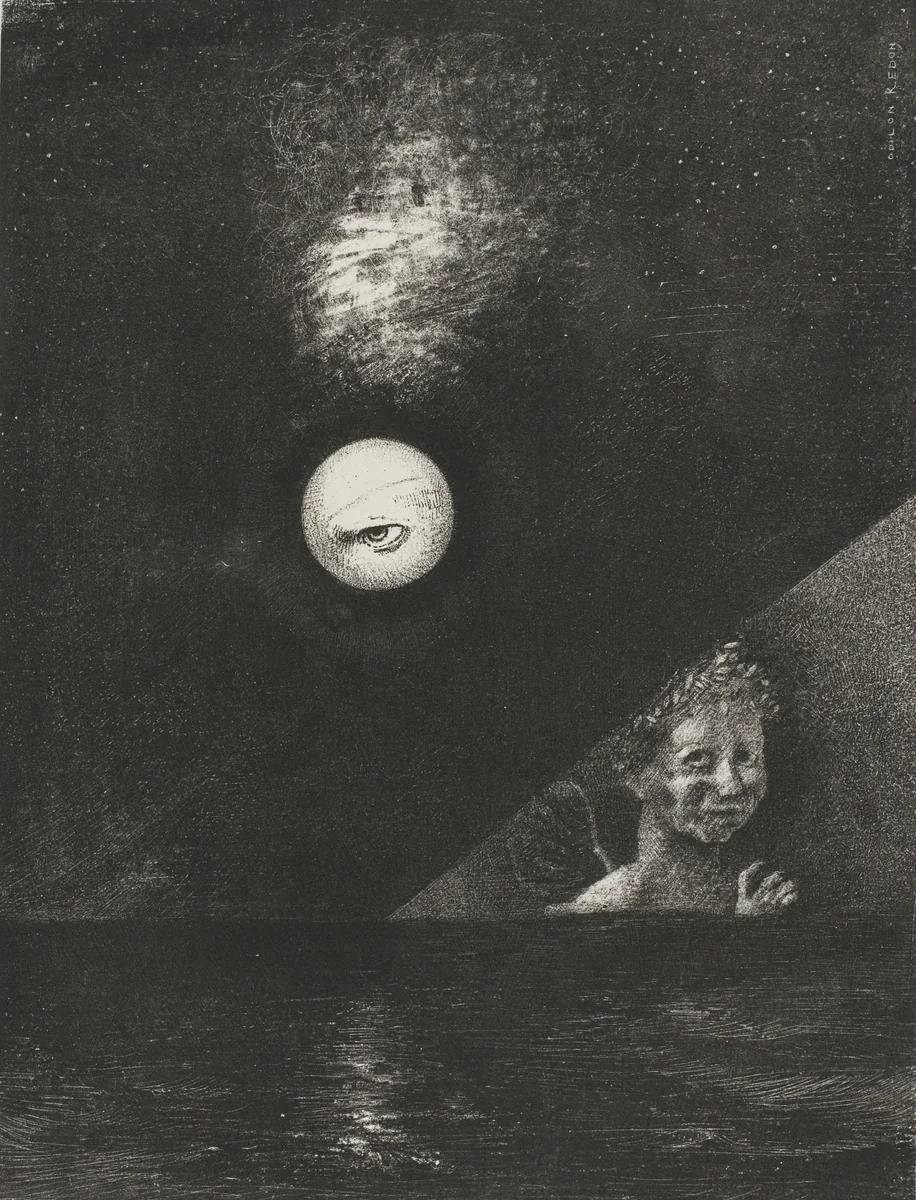 On the Horizon the Angel of Certitude, and in the Somber Heaven a Questioning Eye, plate four from To Edgar Poe by Odilon Redon, print, 1882