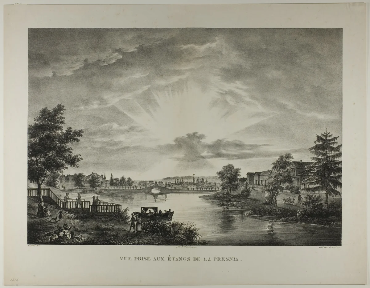 View Taken from the Pools of the Presnia by Augustin François Lemaître, print, 1833
