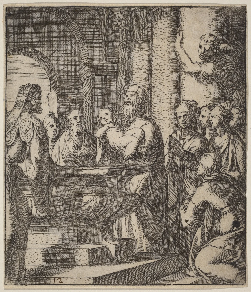 The Baptism of Christ by Giovanni Battista Fontana, print, 1524-1587