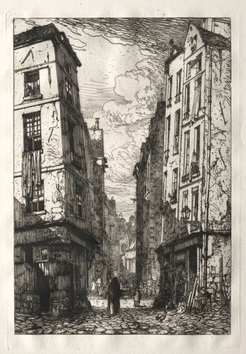 Rue des Marmousets (Old Paris) by Maxime Lalanne, print, 1862