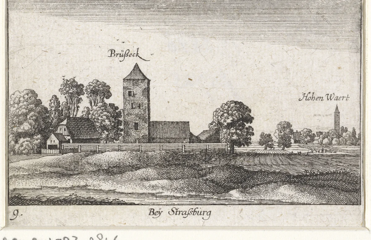 Gezicht op een landschap in de omgeving van Straatsburg by Wenceslaus Hollar, print, 1635