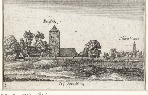 Gezicht op een landschap in de omgeving van Straatsburg by Wenceslaus Hollar, print, 1635