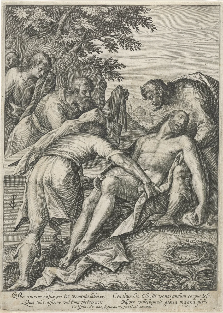 Graflegging van Christus by Unknown, print, 1574-1637
