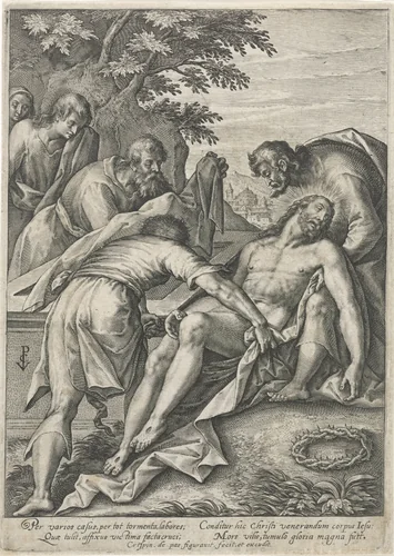 Graflegging van Christus by Unknown, print, 1574-1637