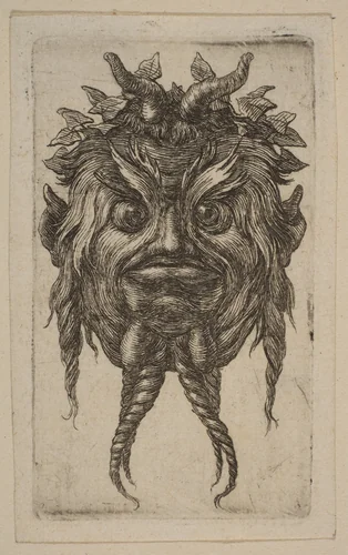 Mask by Stefano della Bella, print, 1610-1664