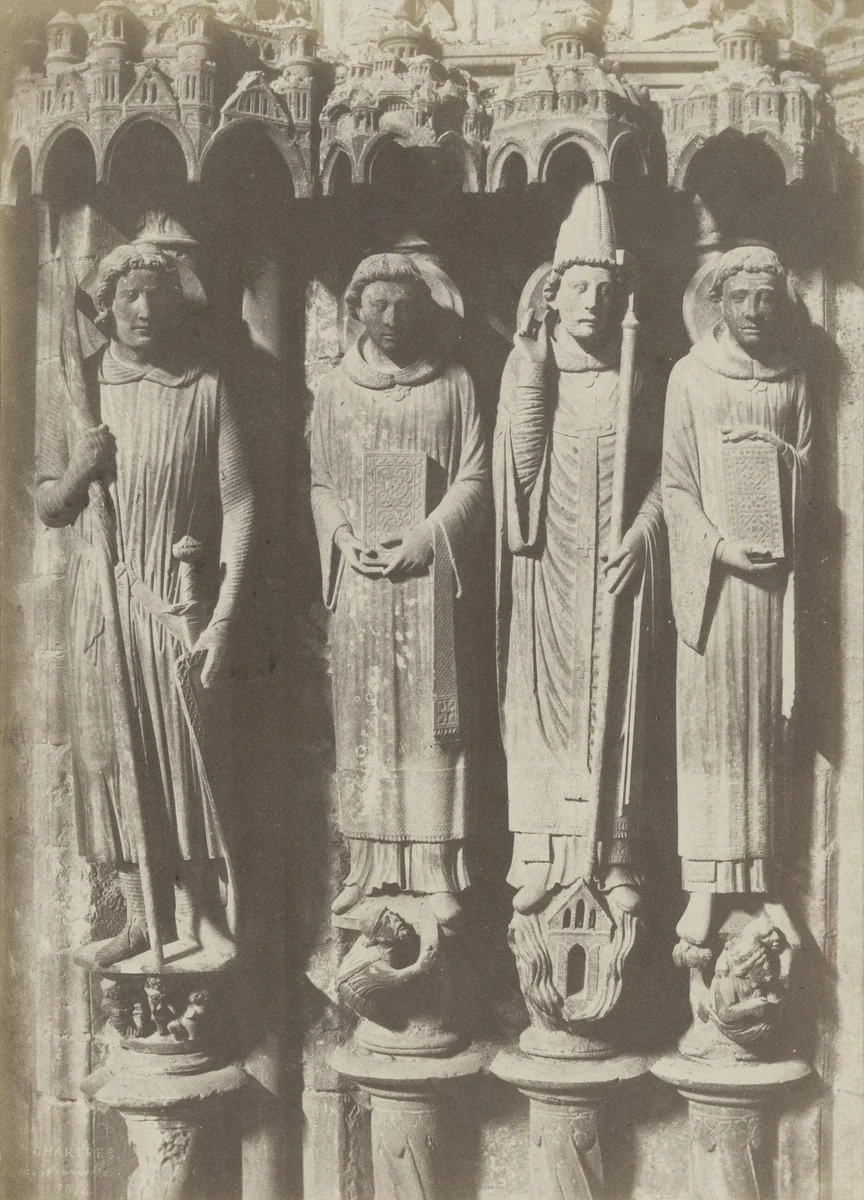 Figures, South Portal, Chartres Cathedral by Charles Marville, photograph, 1854